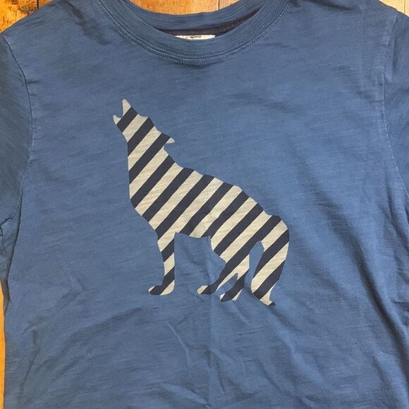 Hanna Andersson shirt size 10 short sleeve shirt wolf blue 140 cotton spring - Picture 2 of 4